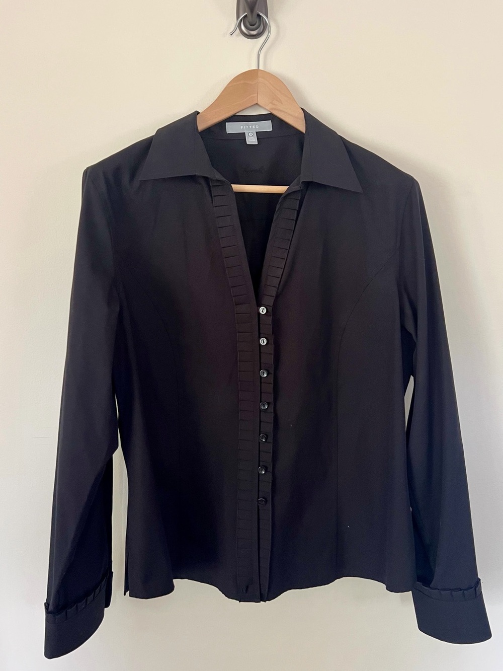 Foxcroft Black Fitted Blouse with Monogram